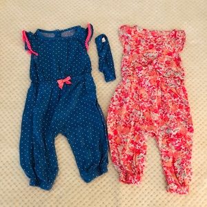 Set of 2 Adorable Cherokee Brand Baby Girl Rompers
